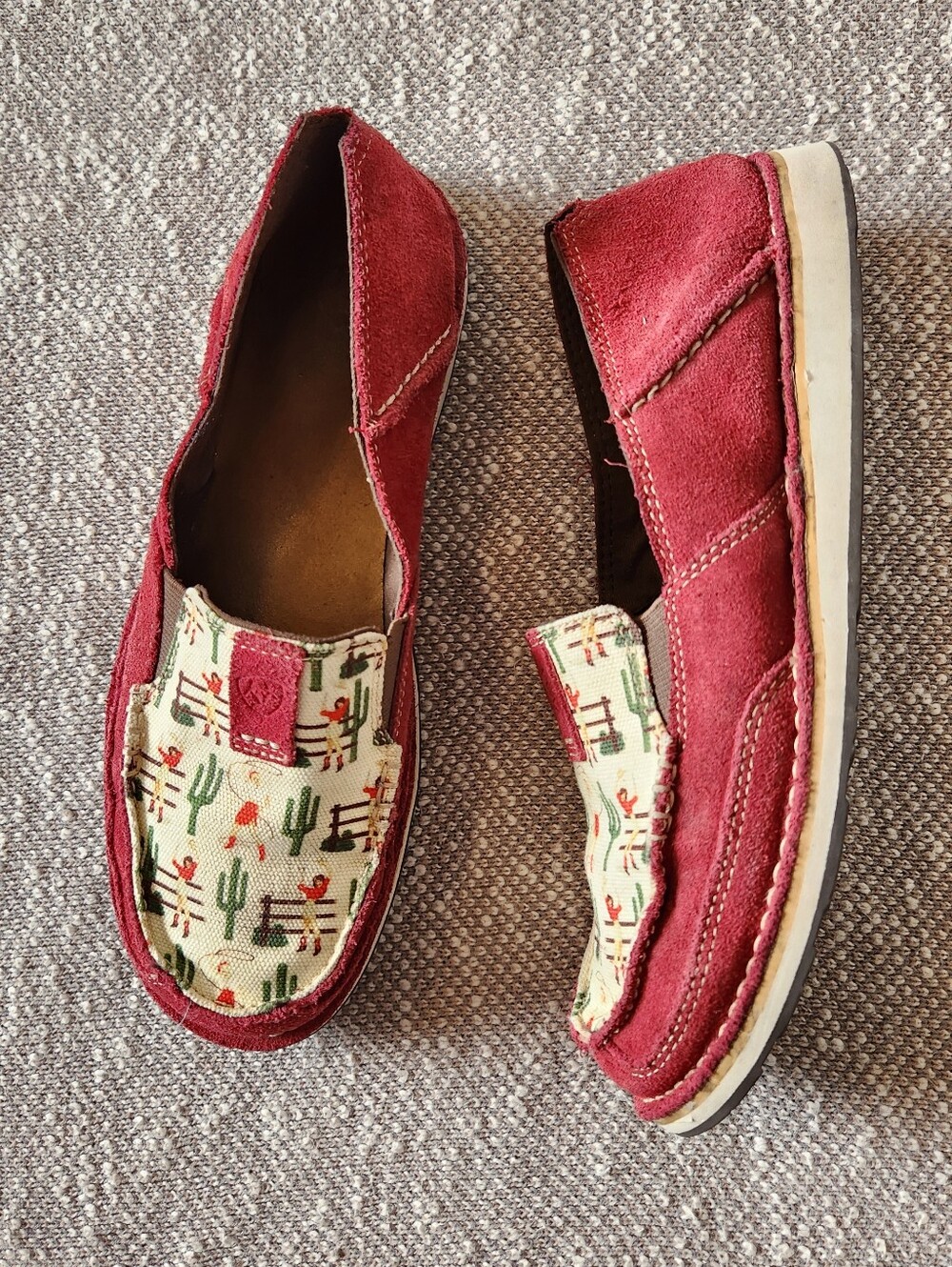 Ariat Womens Cruiser Red Suede Cactus Cowgirl Western Flats Slip On Shoes Sz 10